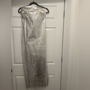 Zara Metallic Silver tube top midi dress. Size XL NWT